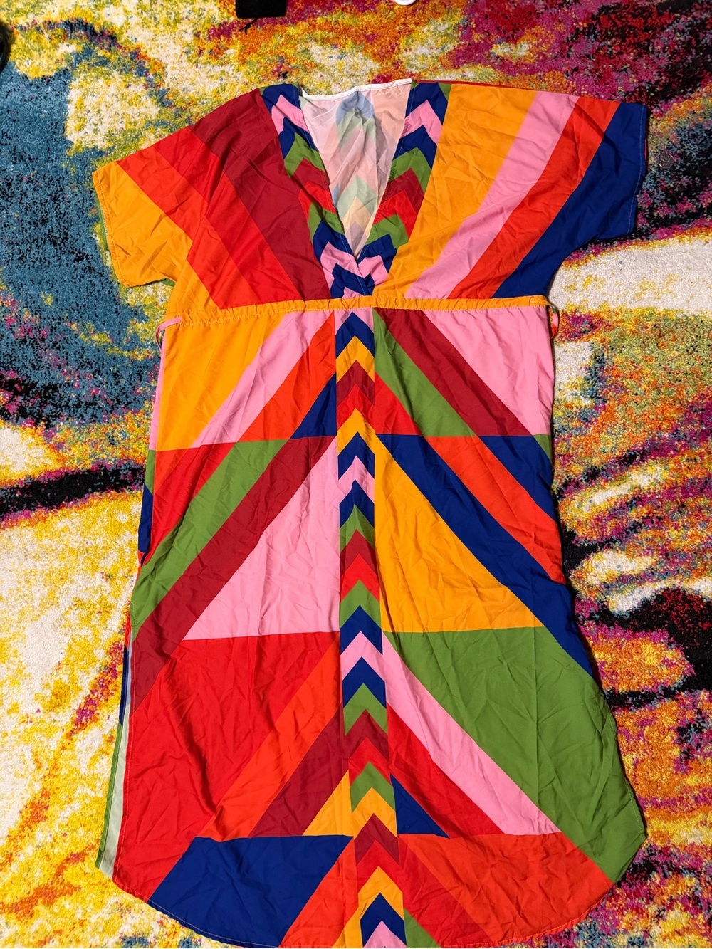 Colorblock V-Neck Women’s Cover Up- Multicolor